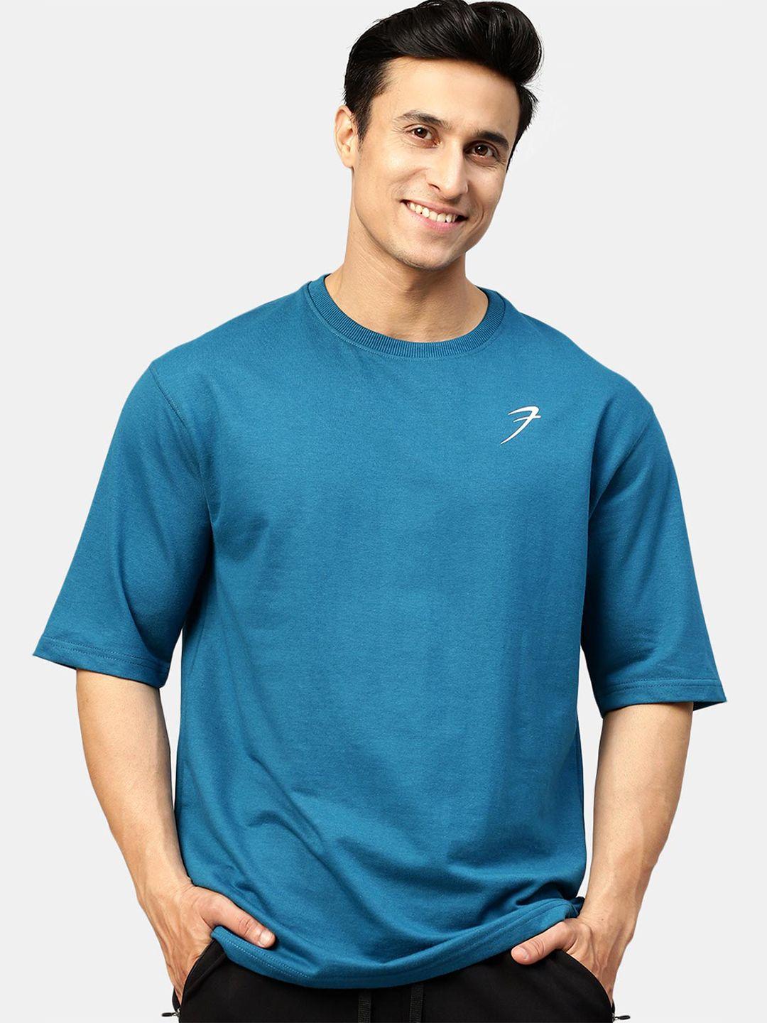 fuaark men teal anti odour applique t-shirt