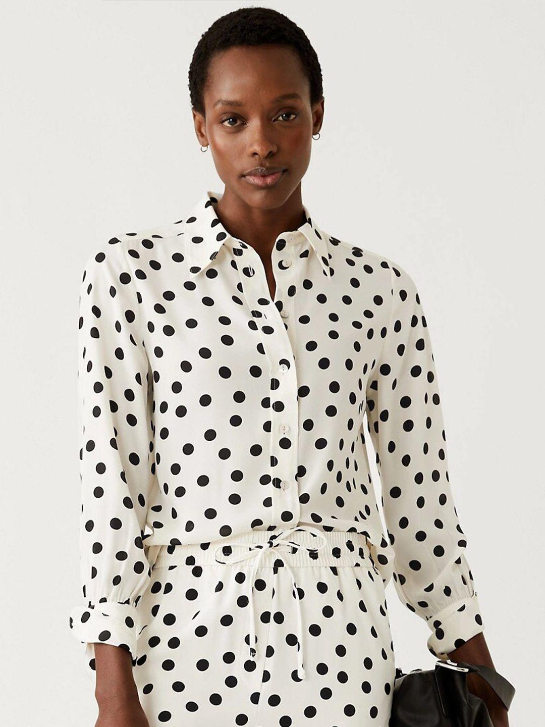 marks & spencer polka dots printed casual shirt