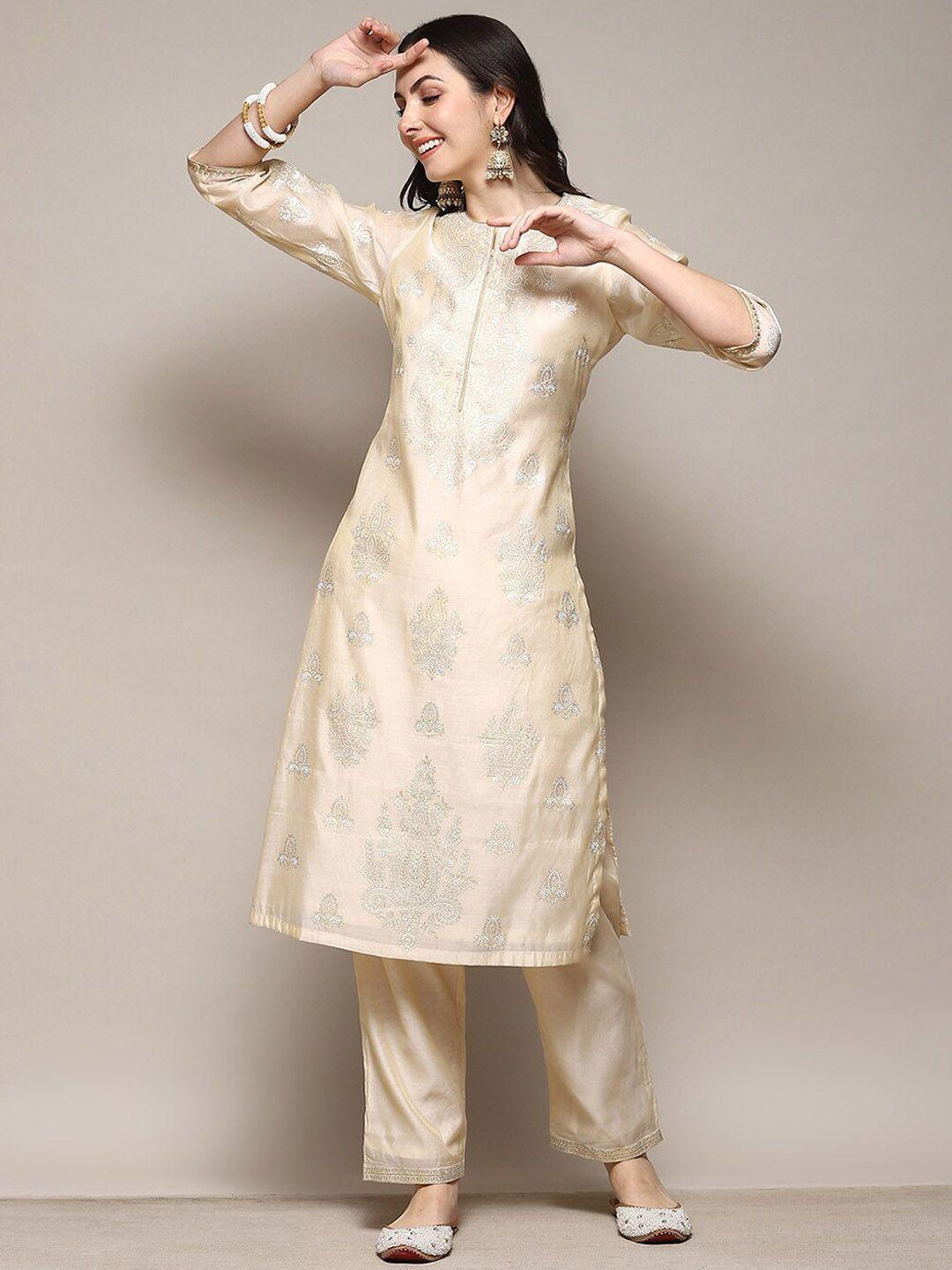 biba  ethnic motifs printed a-line kurta with palazzos