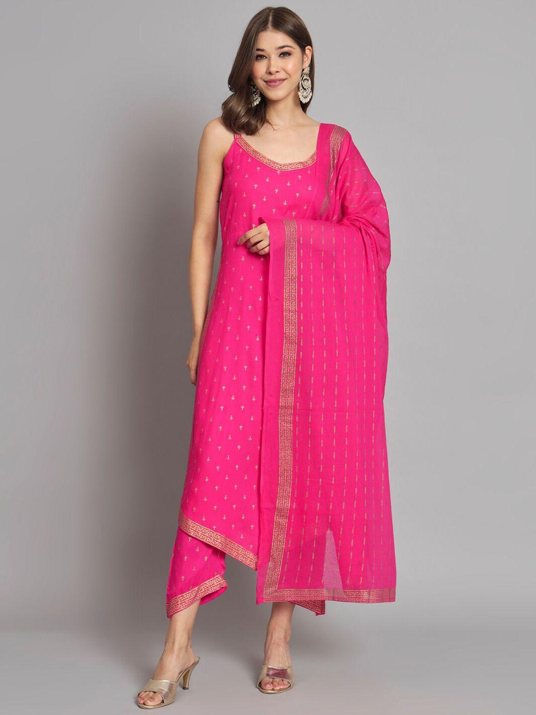 kalini ethnic motifs printed straight kurta with palazzos & dupatta