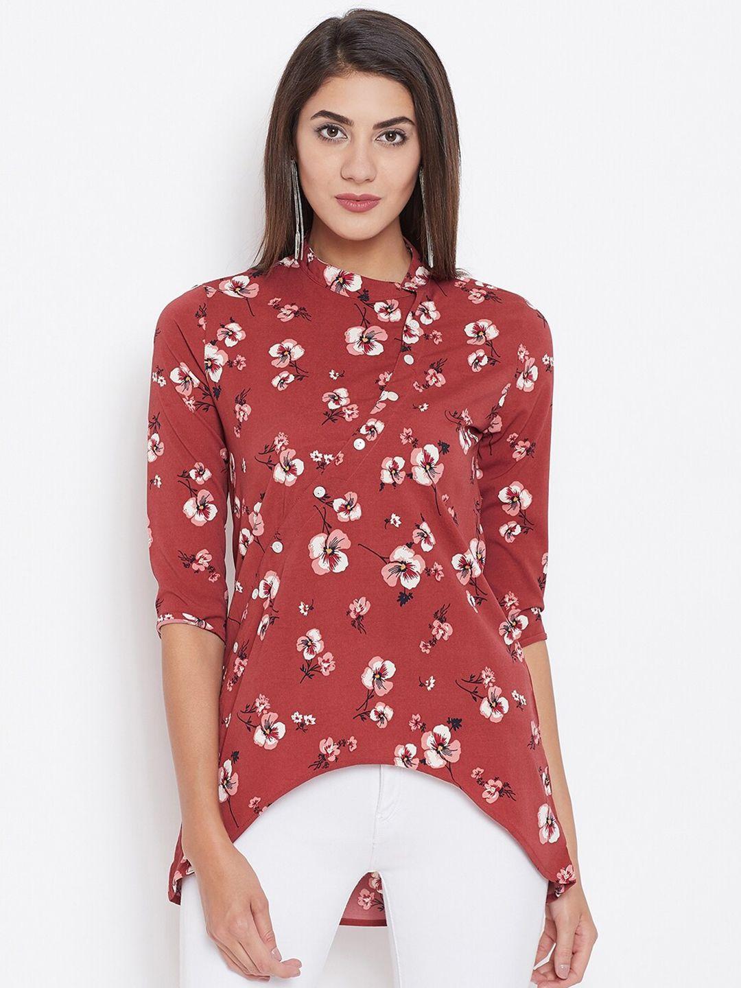 baesd rust floral print crepe top