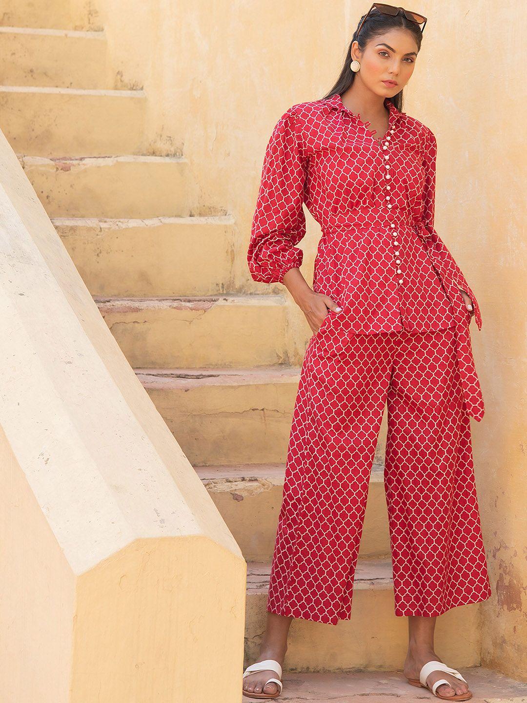 kaori by shreya agarwal printed pure cotton shirt and palazzos co-ords