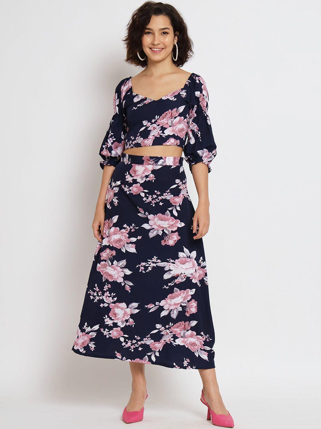 kalini printed crop top and skirt co-ords