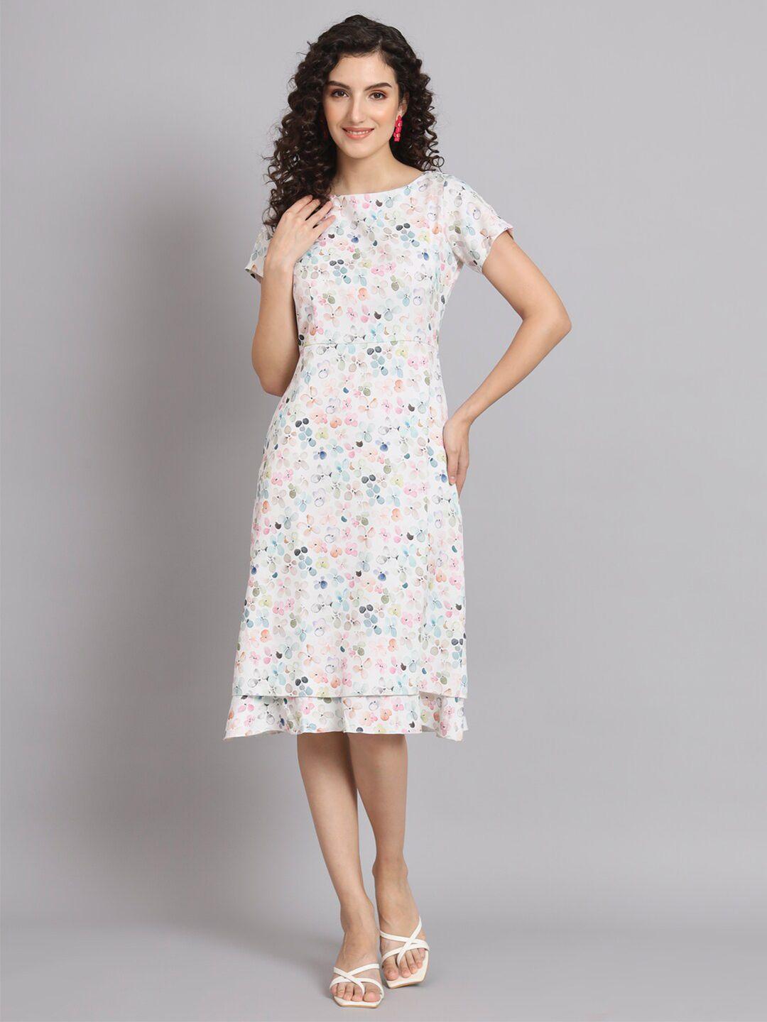 powersutra white floral print sheath midi dress