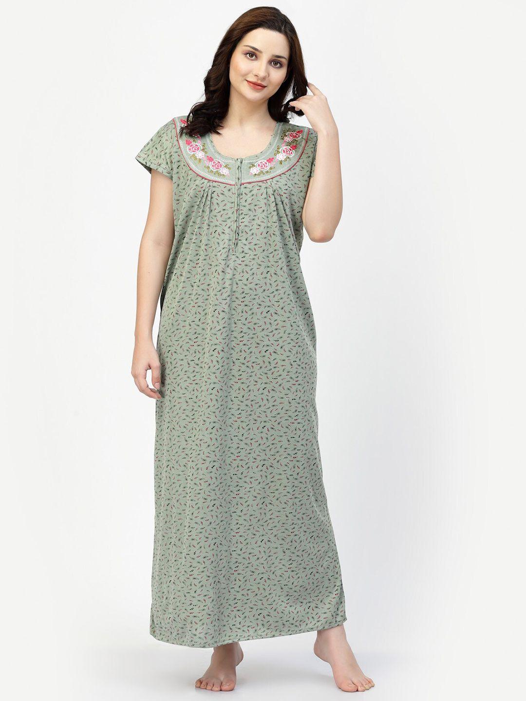 night keys floral printed satin maxi nightdress