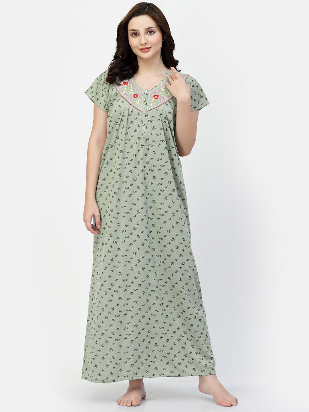 night keys floral printed satin maxi nightdress