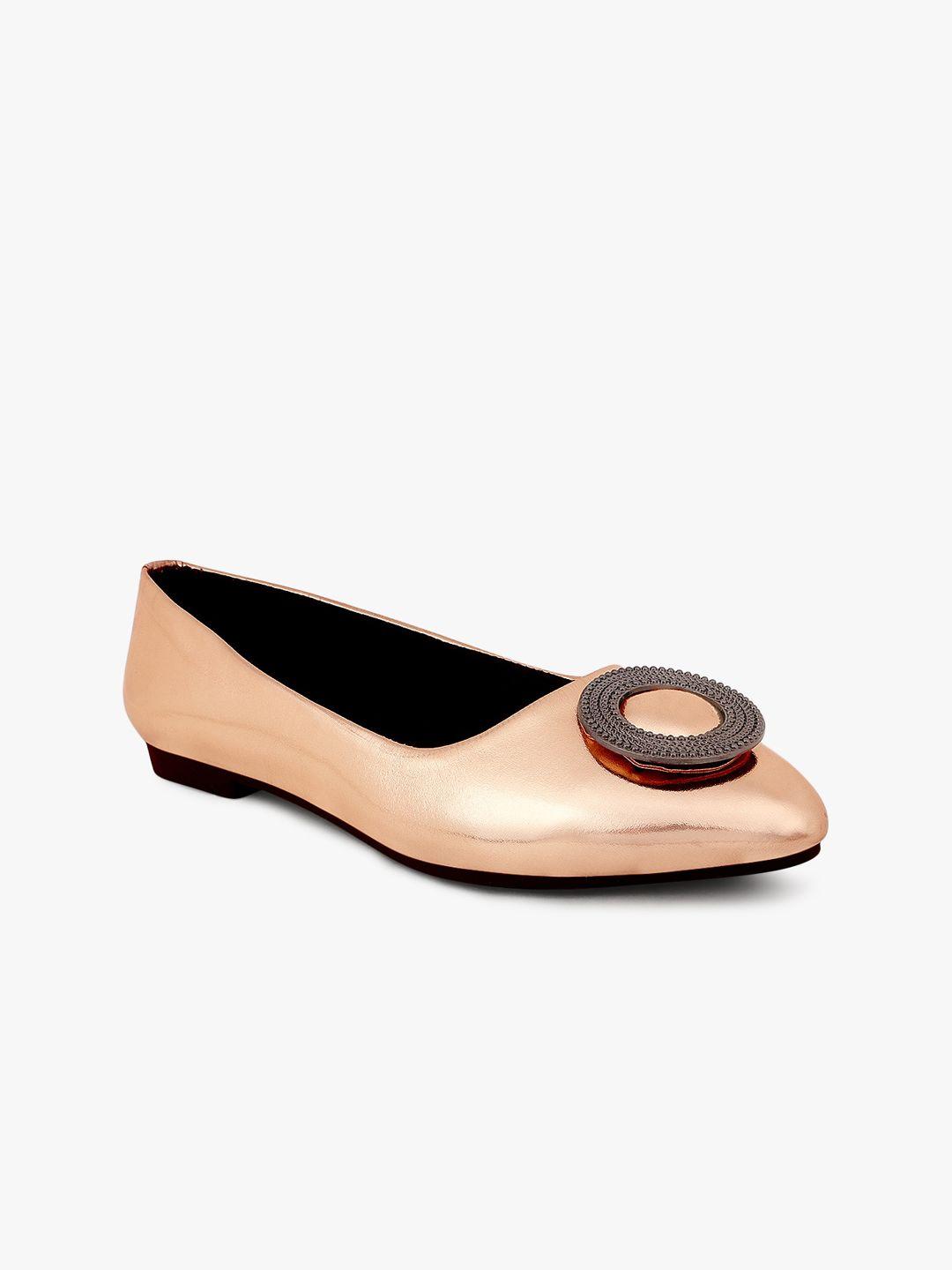 dressberry rose gold-toned buckle embellished ballerinas