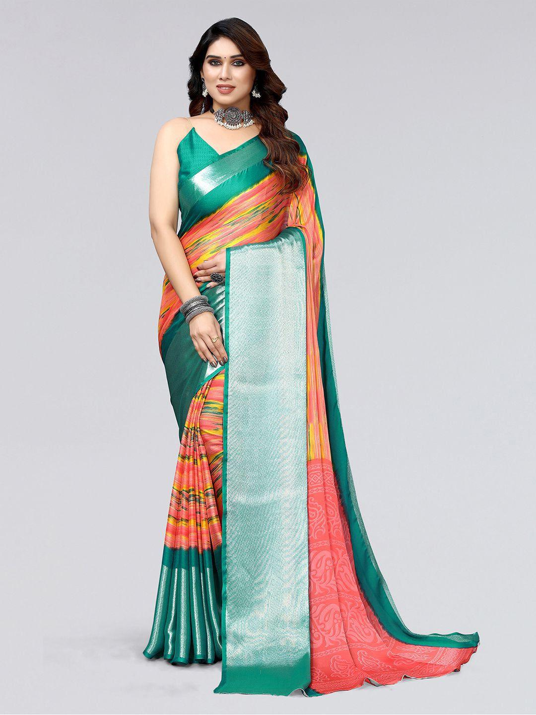 siril paisley printed zari detail  saree