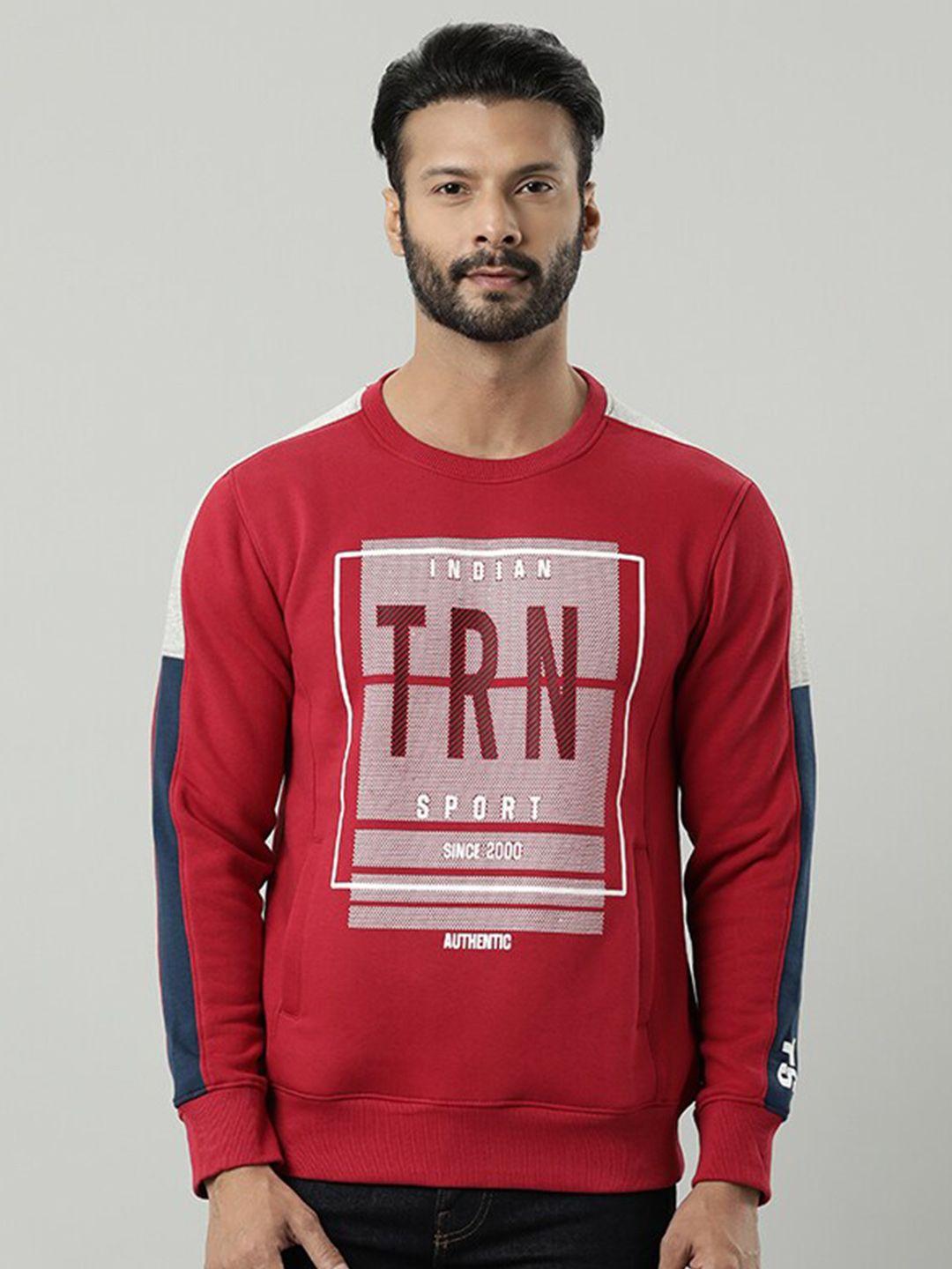 indian terrain men red printed sweatshirt