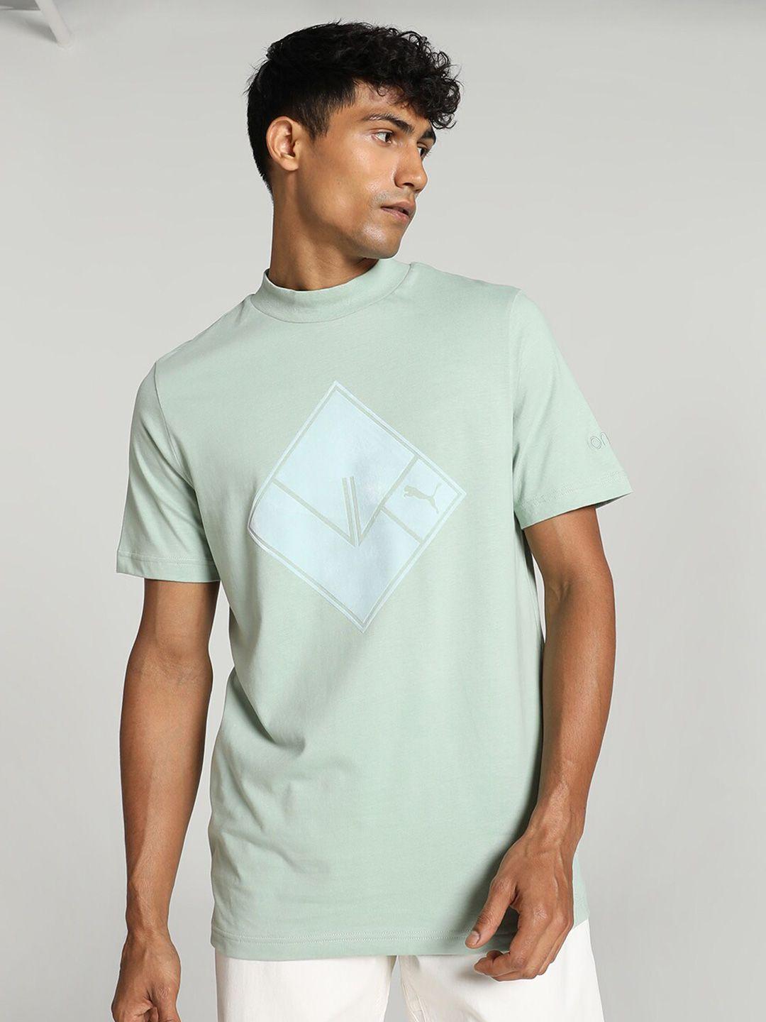 one8 x puma geometric printed high neck cotton t-shirt