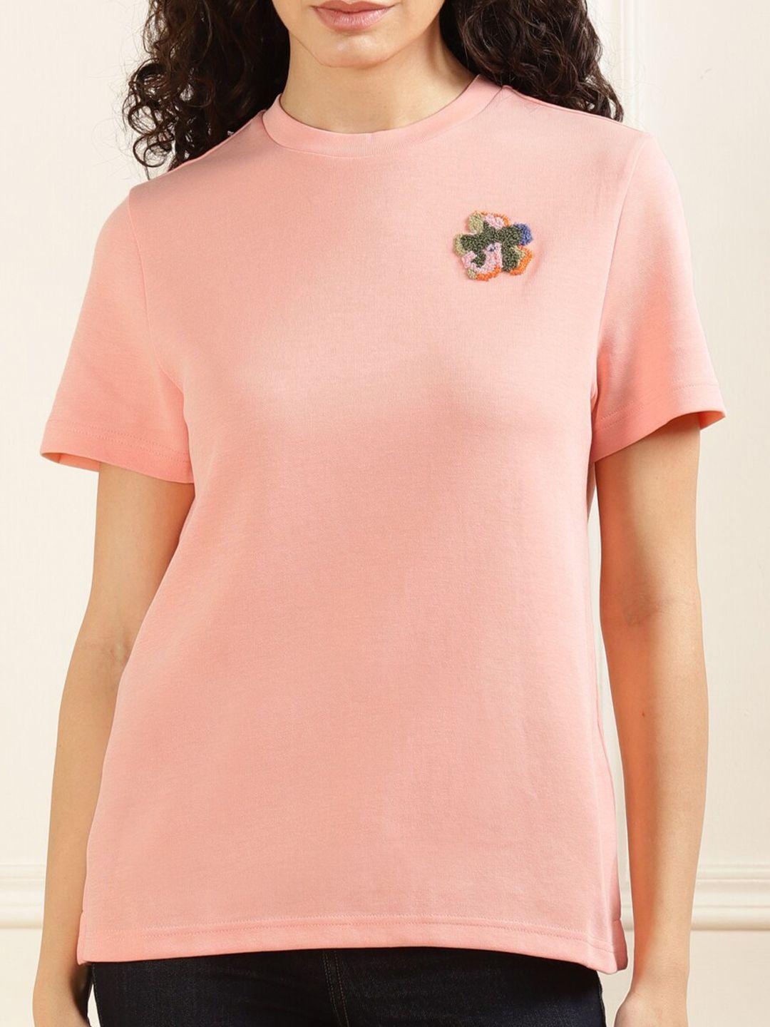 ted baker round neck applique detail cotton t-shirt