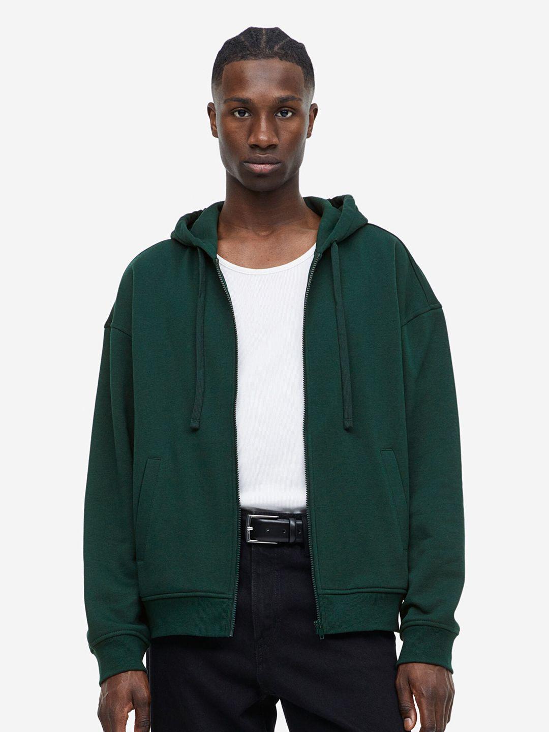 h&m relaxed fit zip-through hoodie