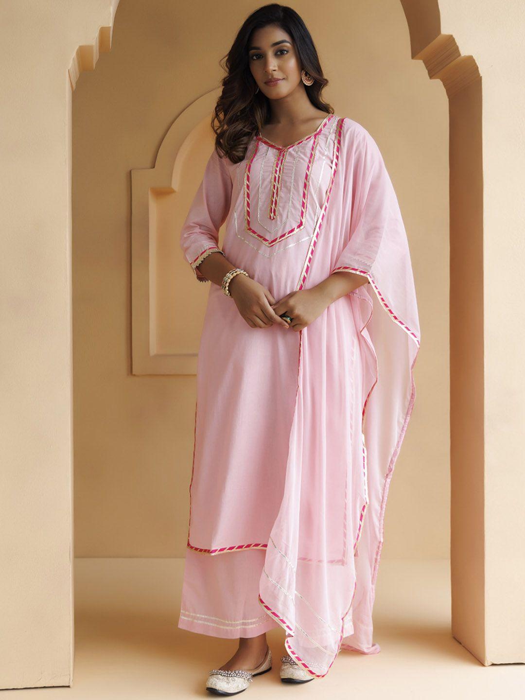 geroo jaipur yoke design gotta patti pure cotton kurta set