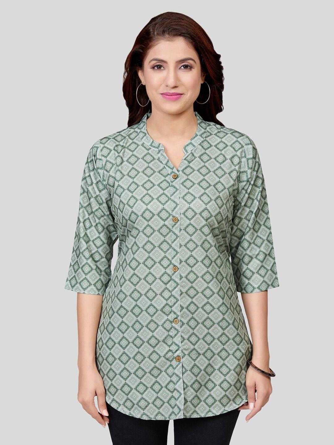 saree swarg green geometric printed kurti