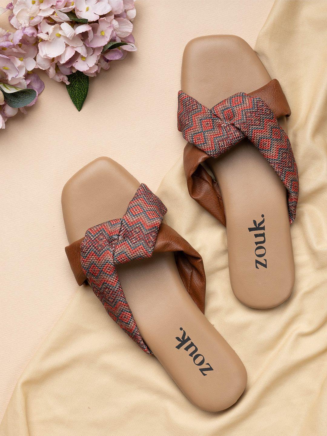 zouk women multicoloured printed open toe flats