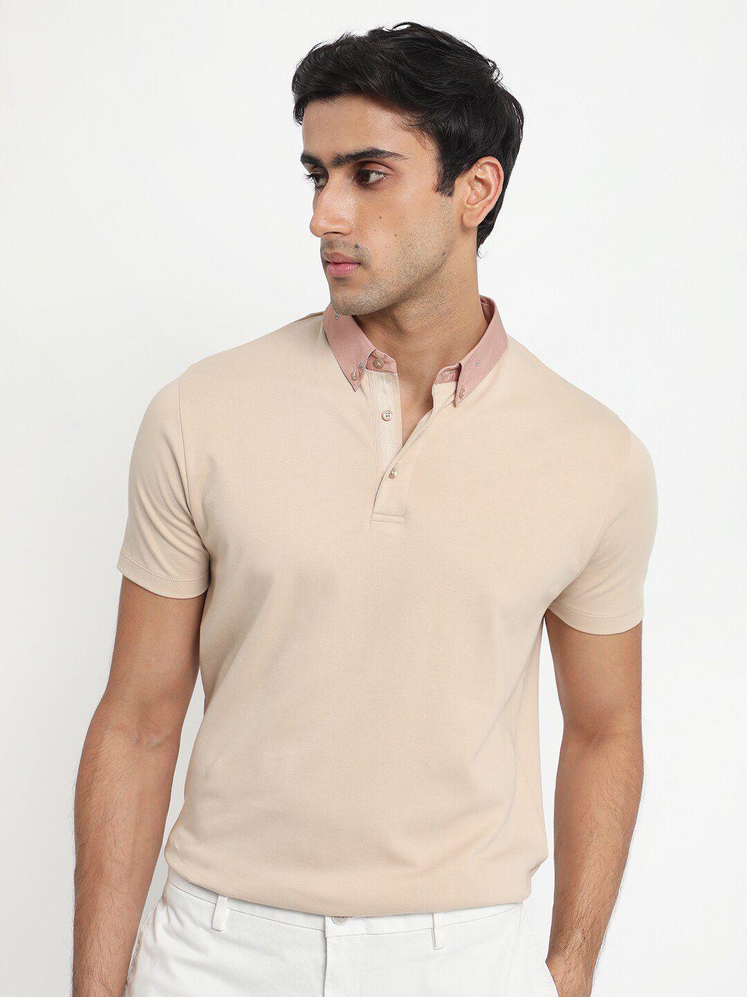 rare rabbit polo collar slim fit cotton t-shirt