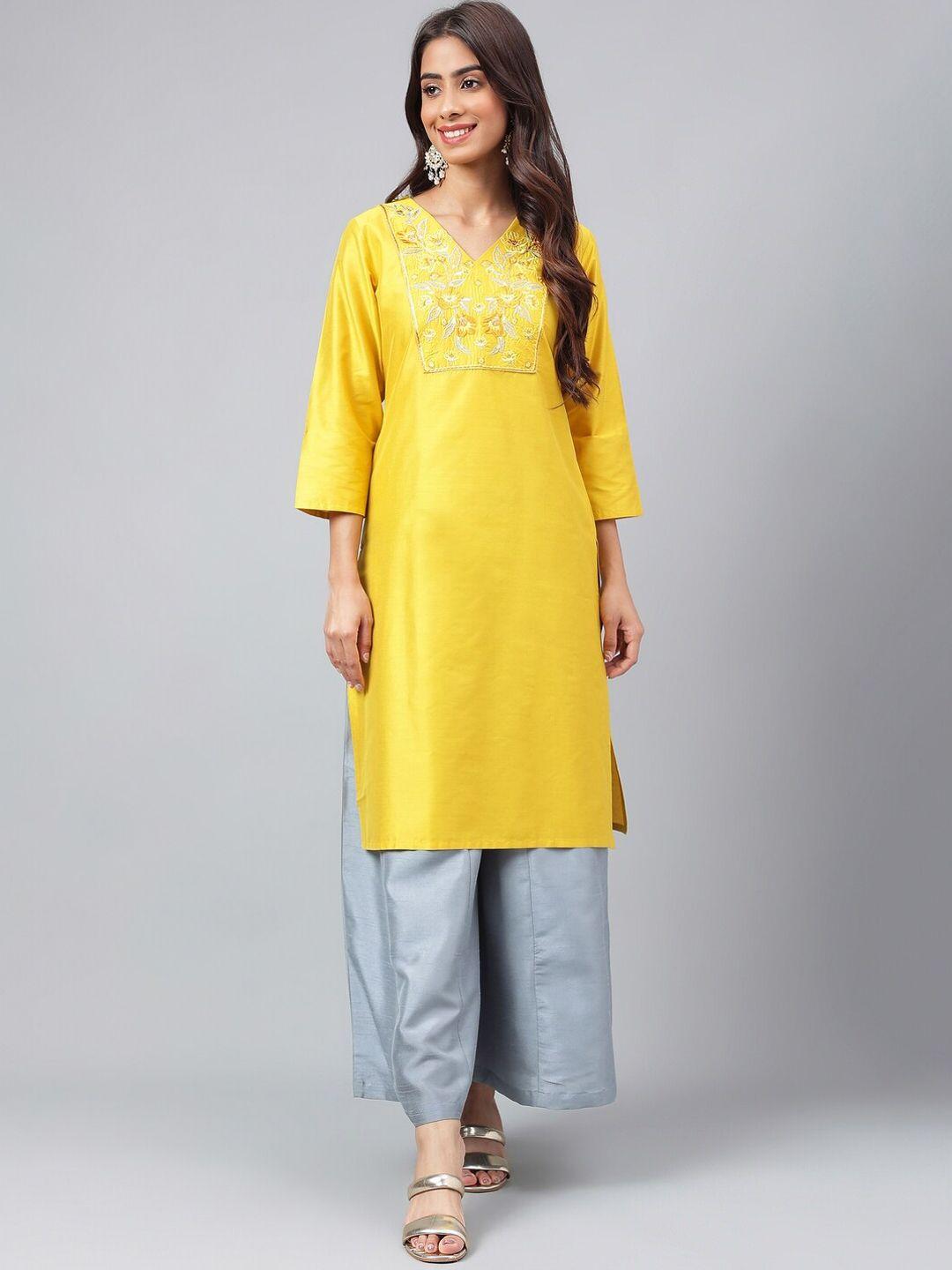 janasya floral embroidered kurta