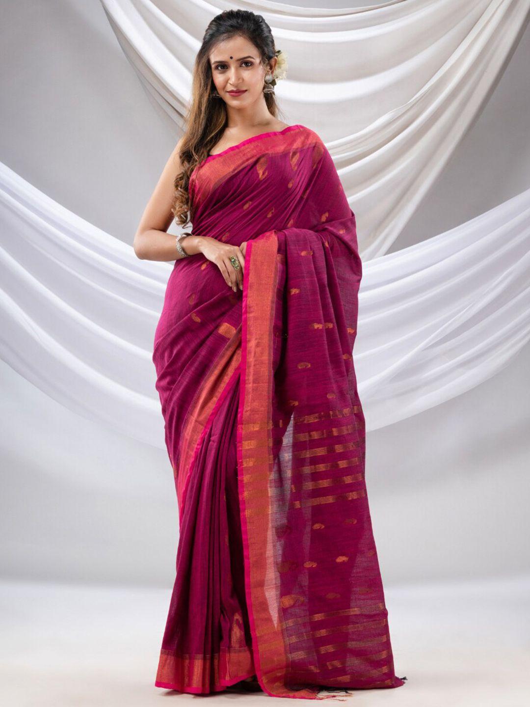 charukriti paisley zari pure cotton saree