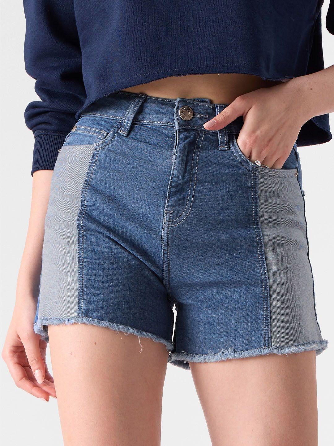 the souled store women low-rise cotton denim shorts