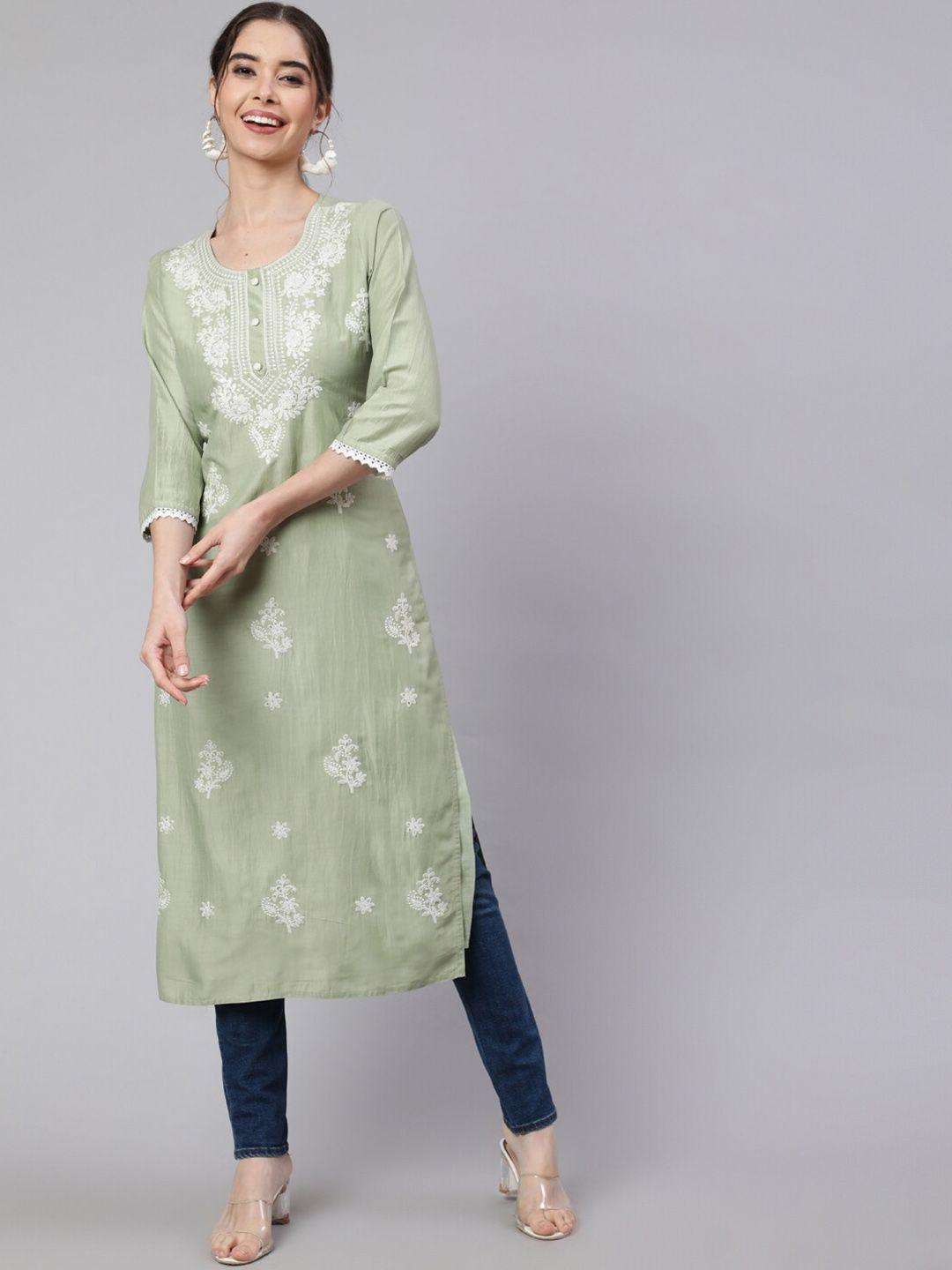 jaipur kurti ethnic motif embroidered straight kurta