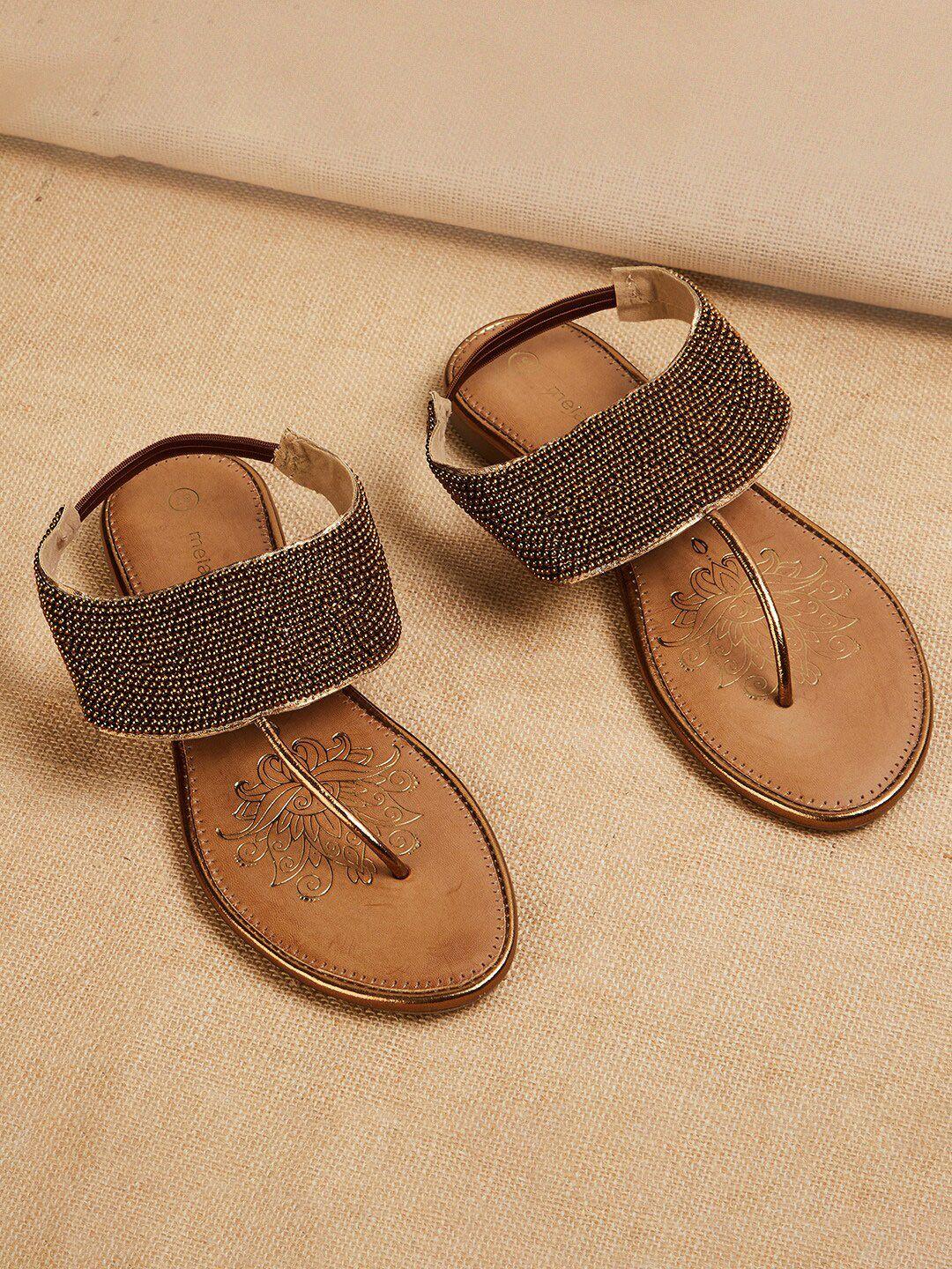 melange by lifestyle embellished t-strap flats