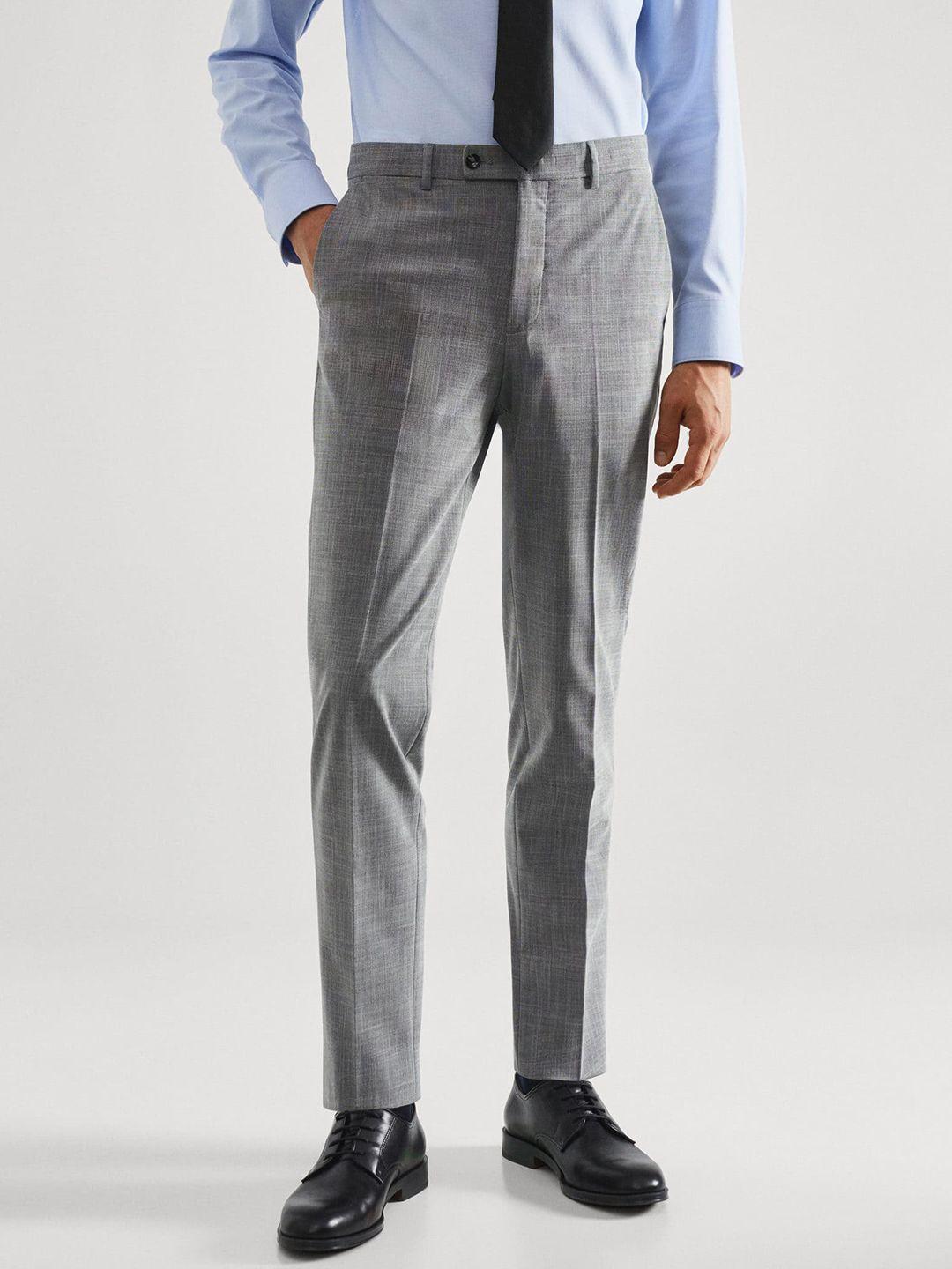 mango man slim fit checked comfort stretch formal trousers