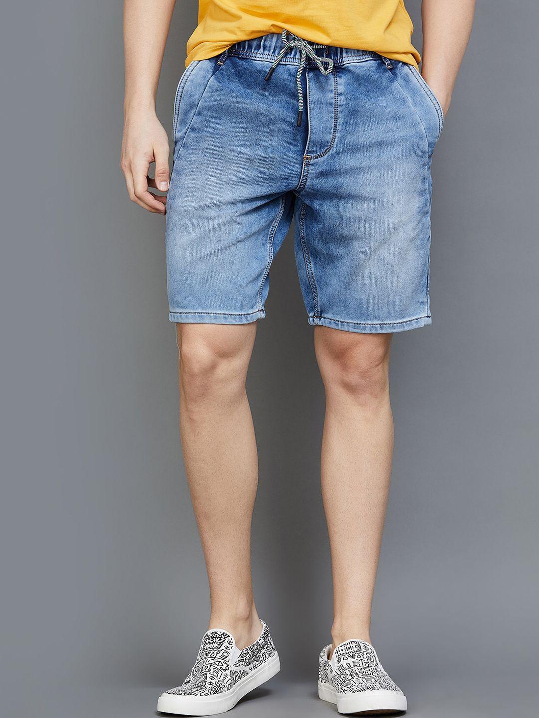 bossini men blue washed denim shorts technology