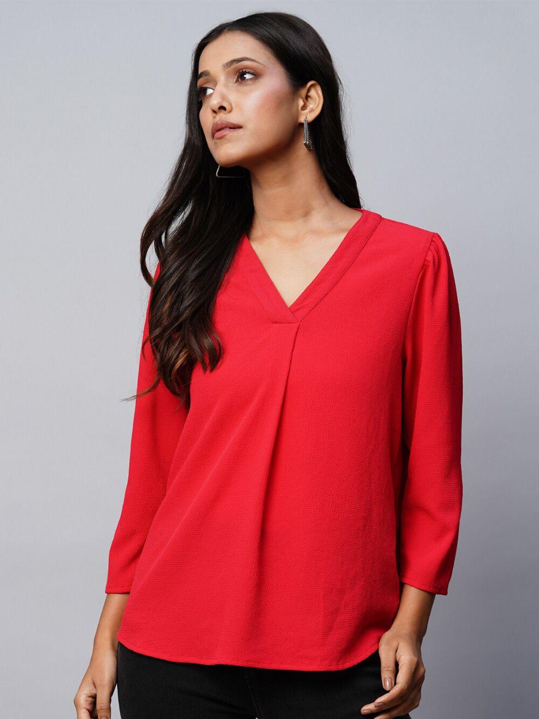 chemistry fuchsia puff sleeve wrap top