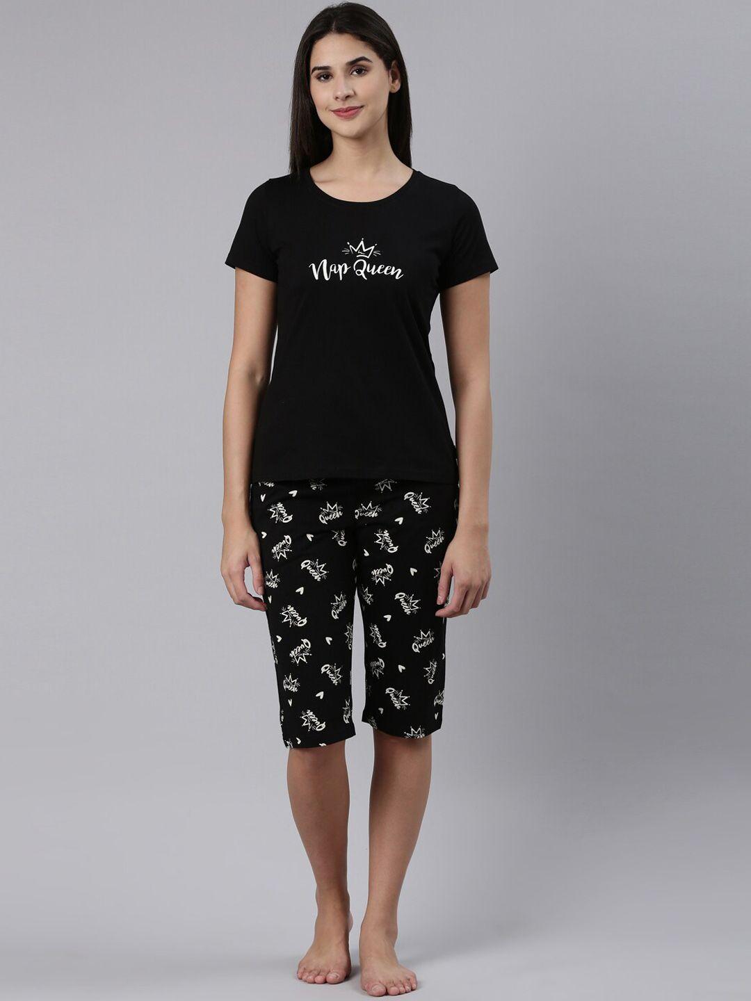 pepe jeans typography print pure cotton night suit