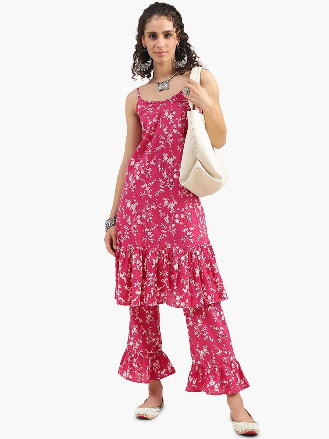 virgio floral printed kurta with trousers