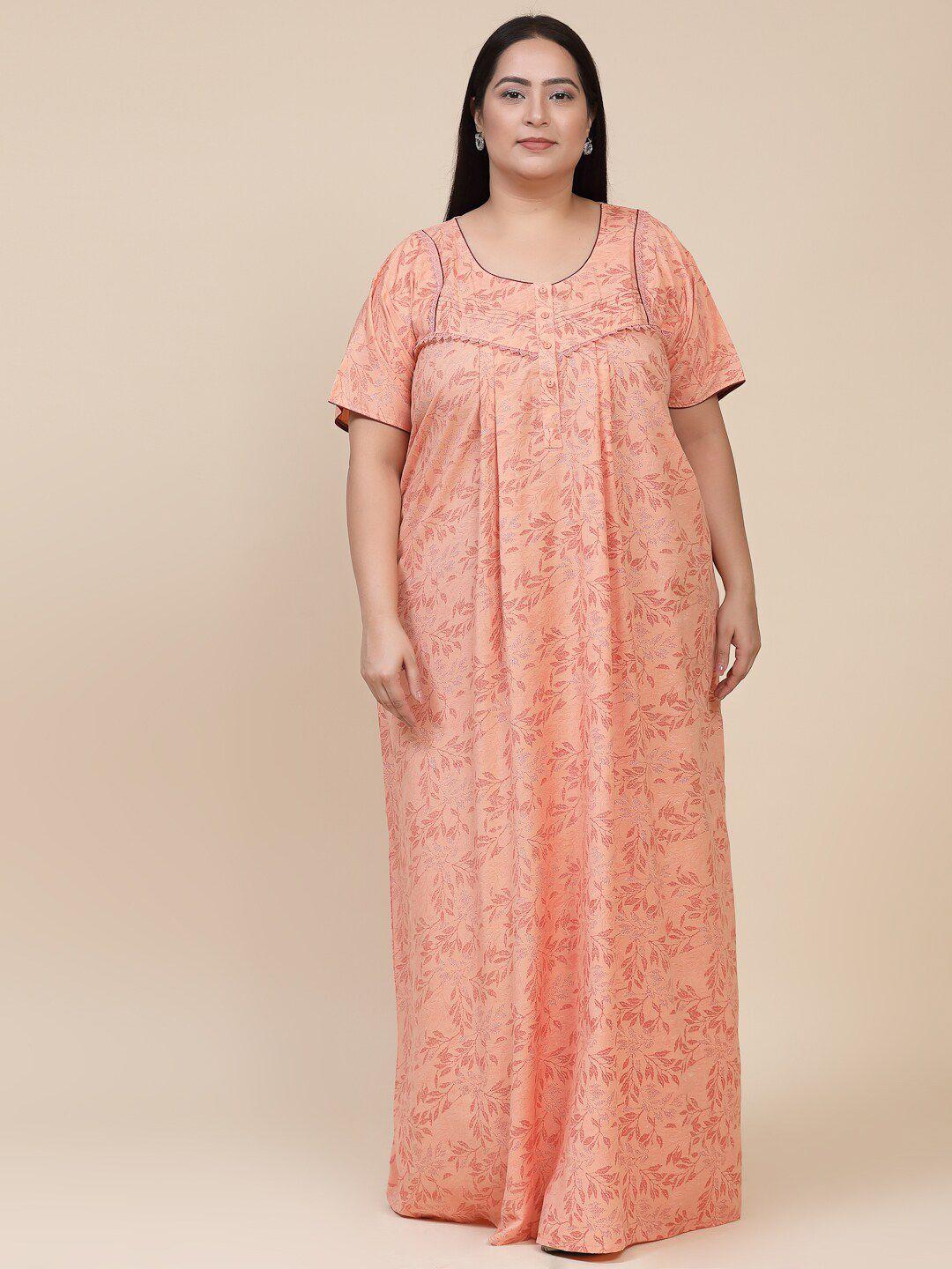 sweet dreams peach-coloured printed maxi nightdress