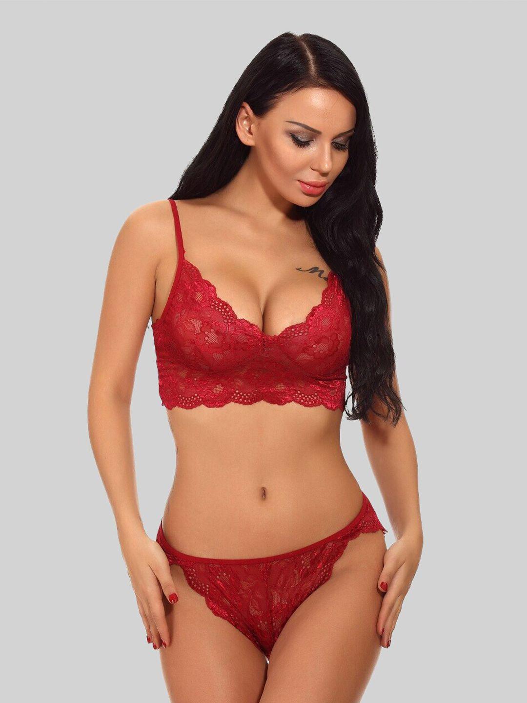 krelin self design net lingerie set