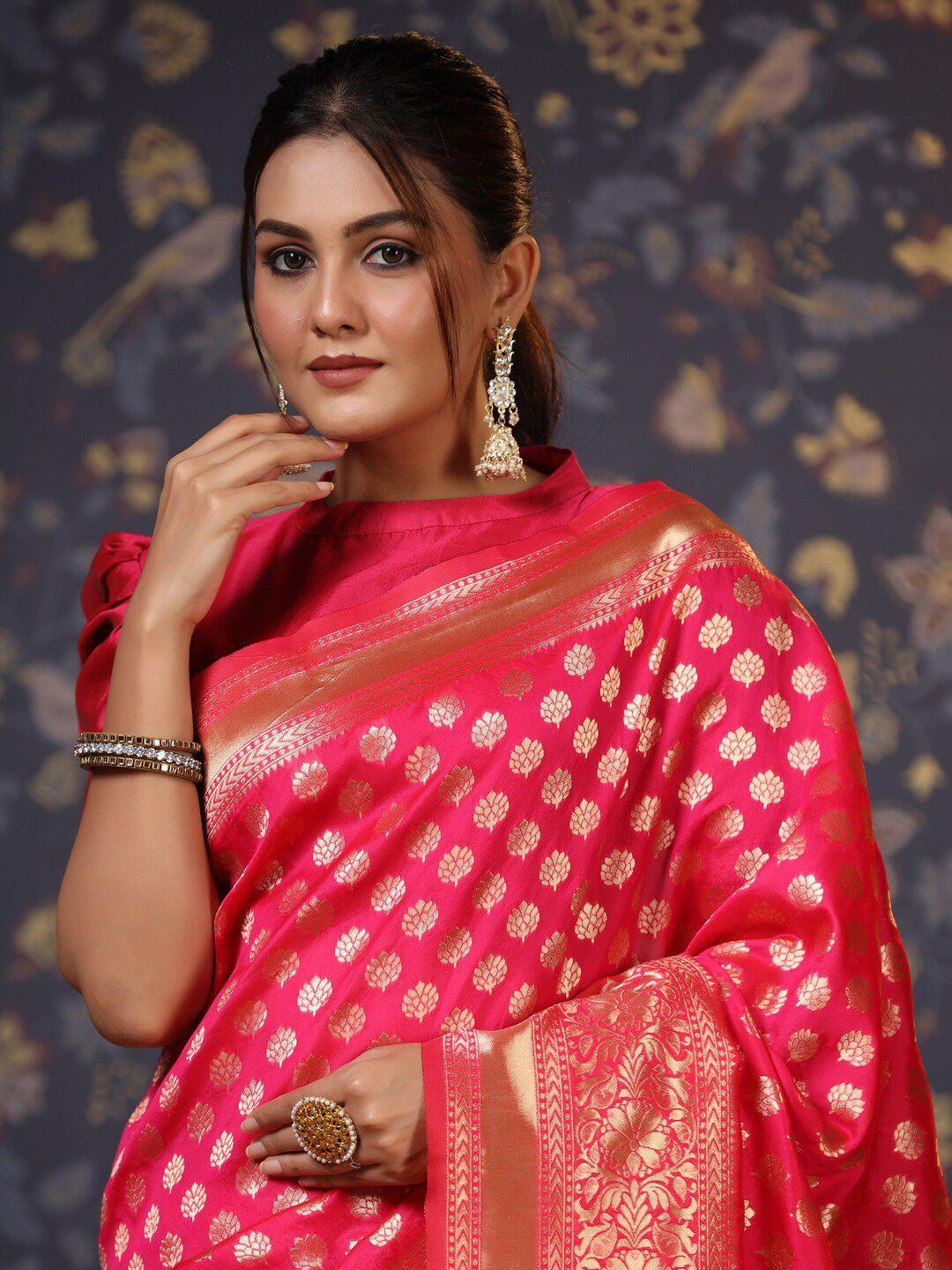 house of pataudi ethnic motif woven design pure silk saree