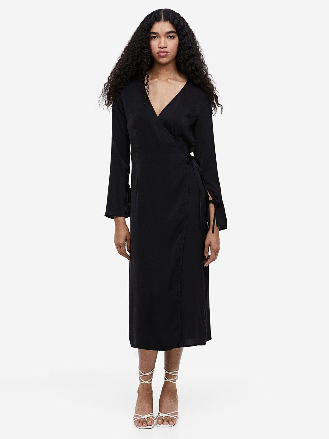 h&m satin wrap dress