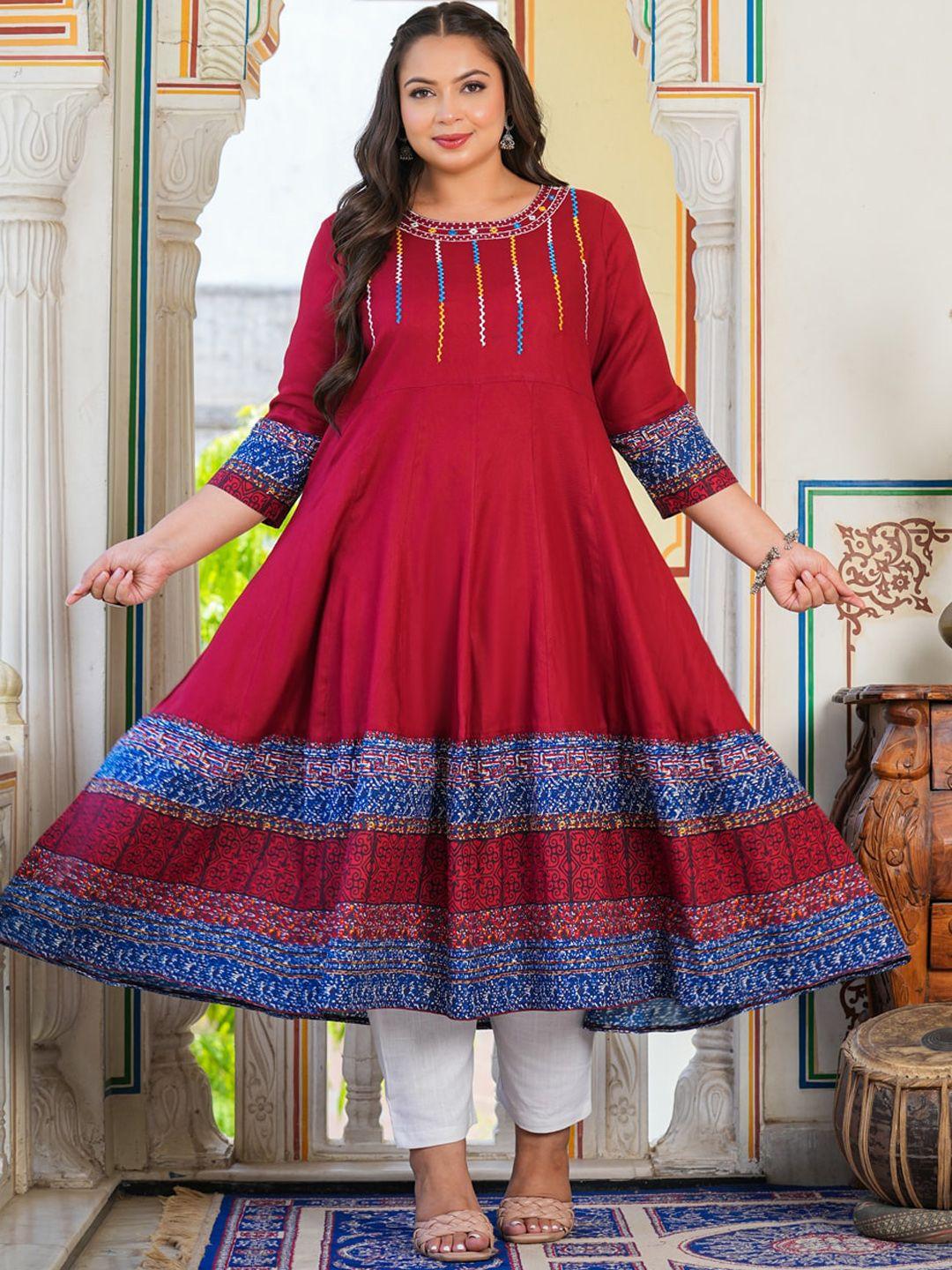 yash gallery plus size thread work panelled anarkali kurta