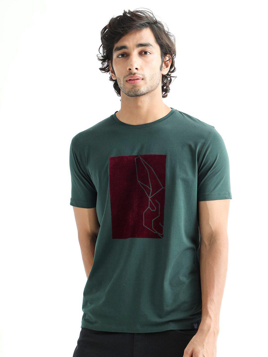 rare rabbit graphic printed cotton slim fit t-shirt