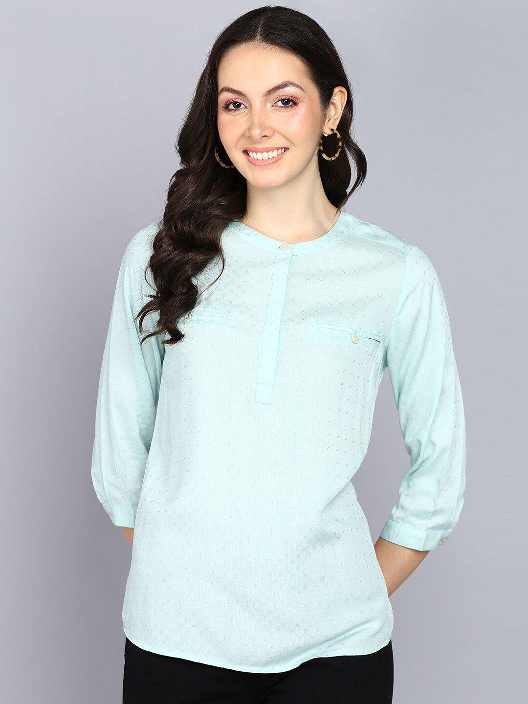 mast & harbour sea green abstract printed regular top