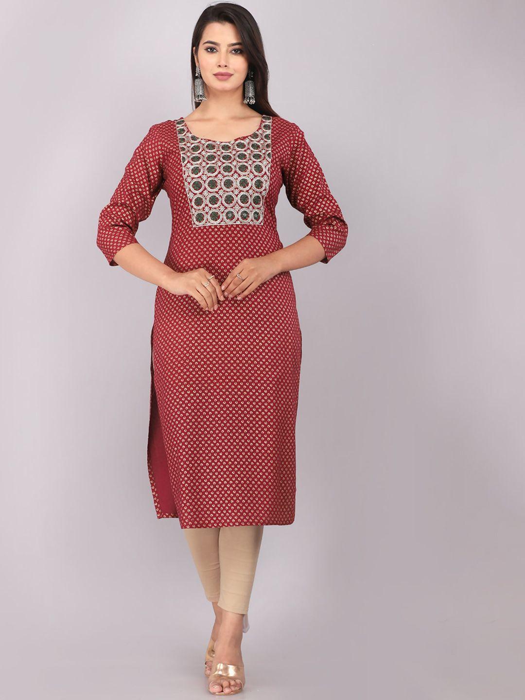 kalini women maroon ethnic motifs kurta