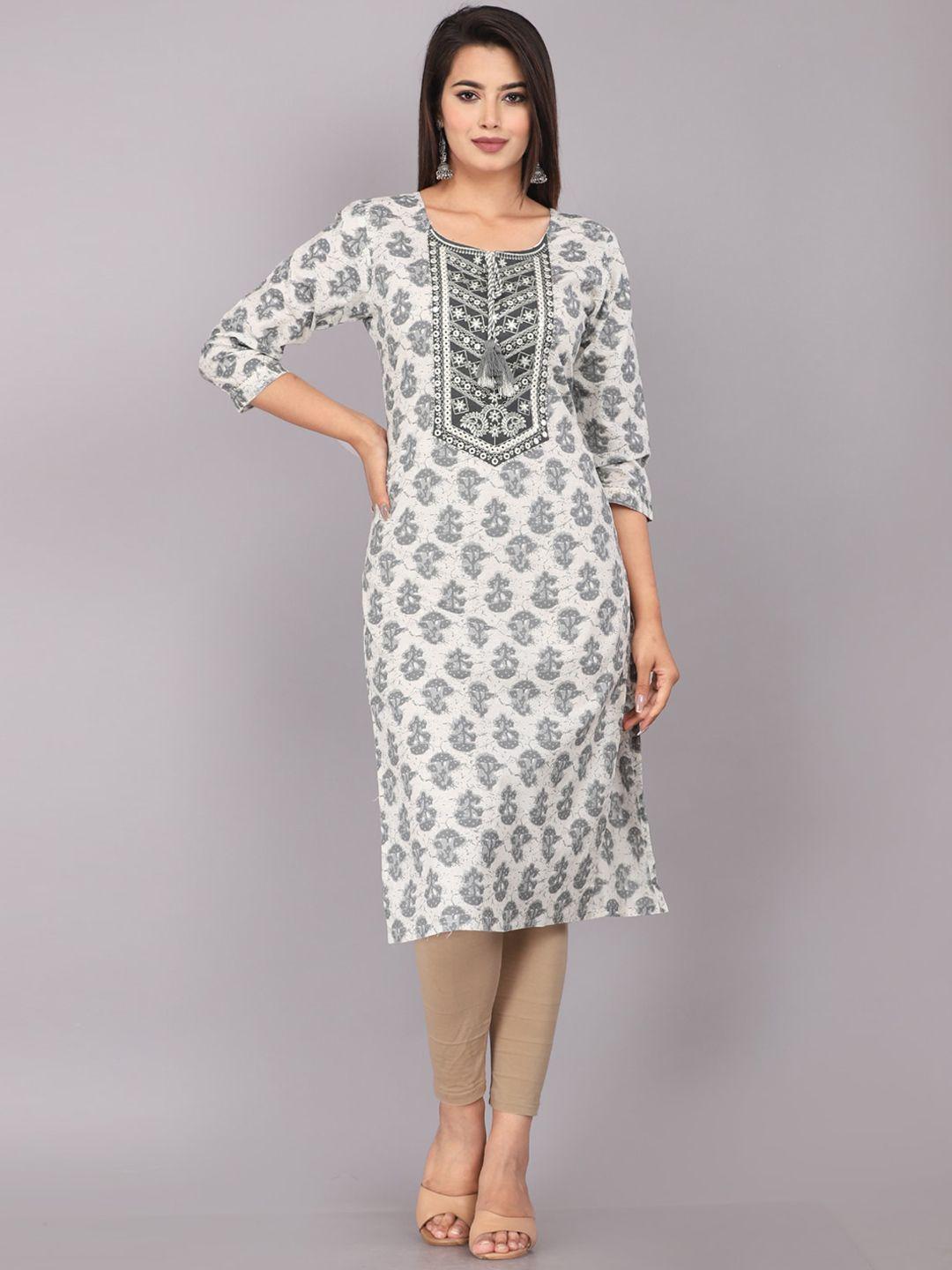 kalini women grey ethnic motifs printed kurta