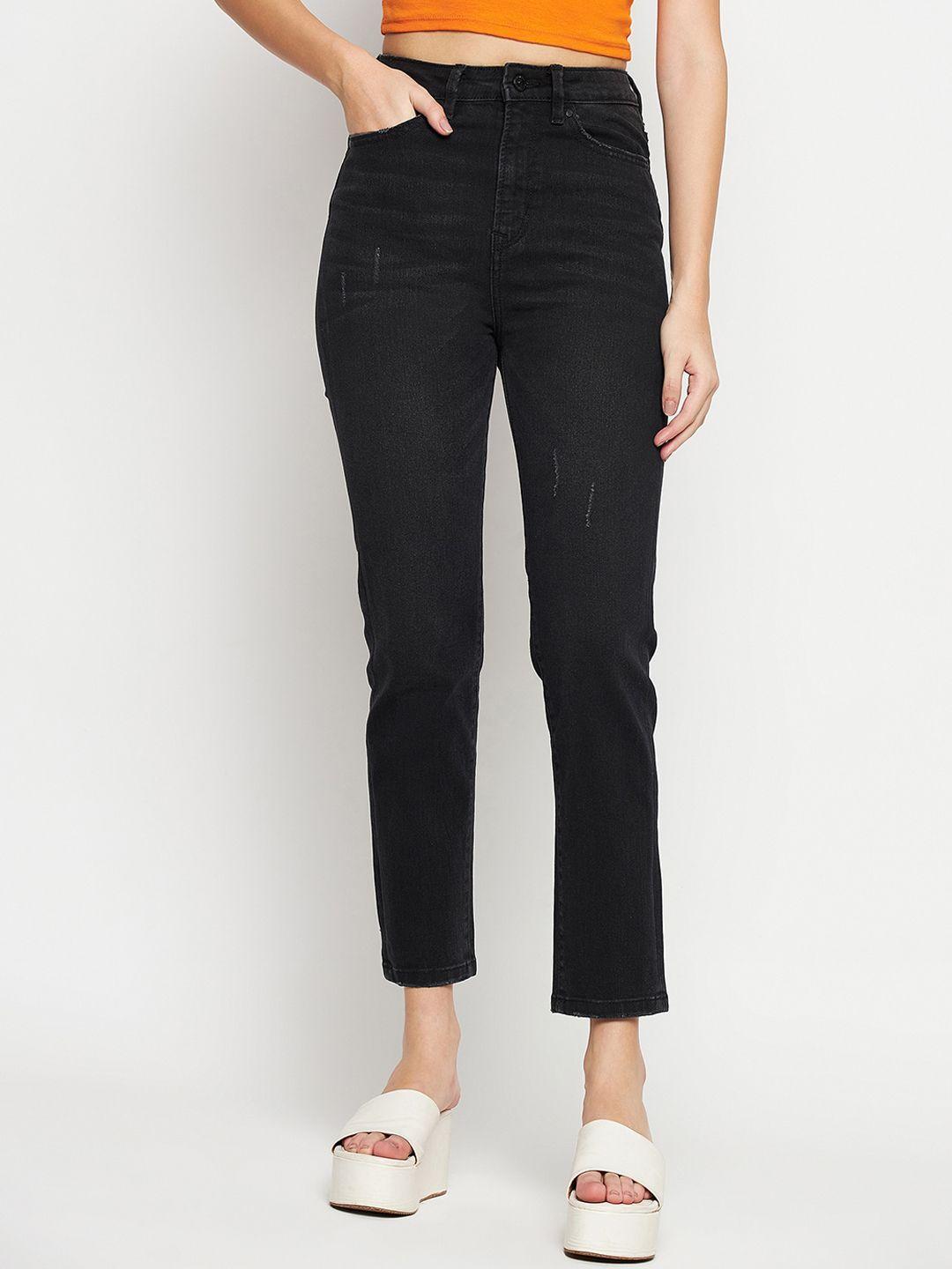 madame women low distress mid rise cotton cropped jeans