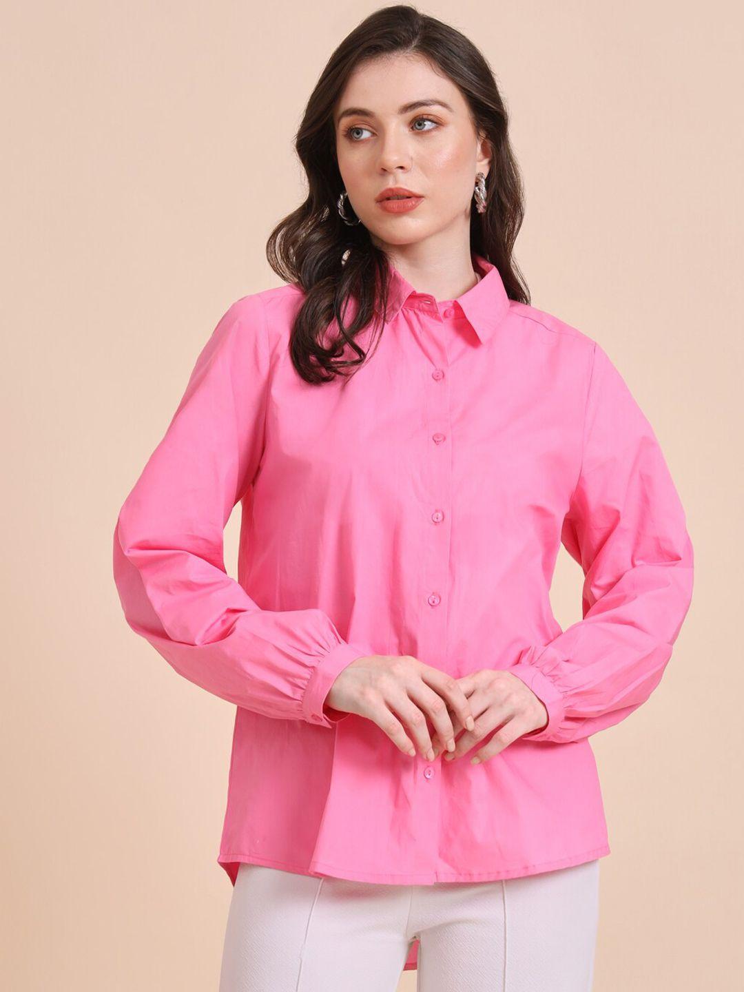 here&now  women pink standard solid casual shirt