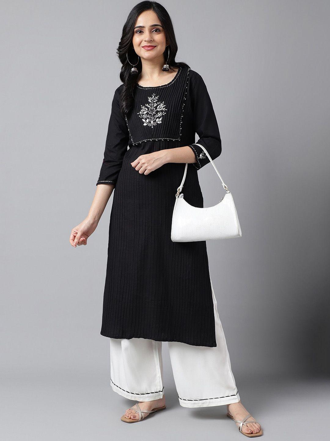 neemiya ethnic motifs yoke design mirror work pure cotton kurta