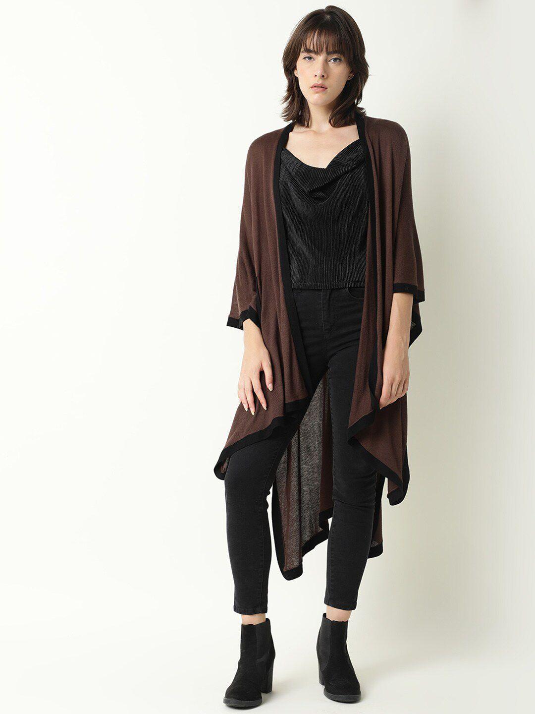 rareism women brown longline tie-up shrug