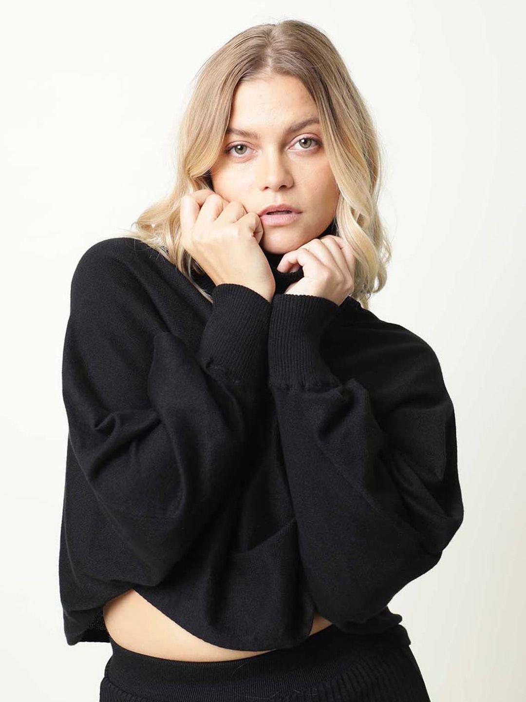 rareism women black crop poncho