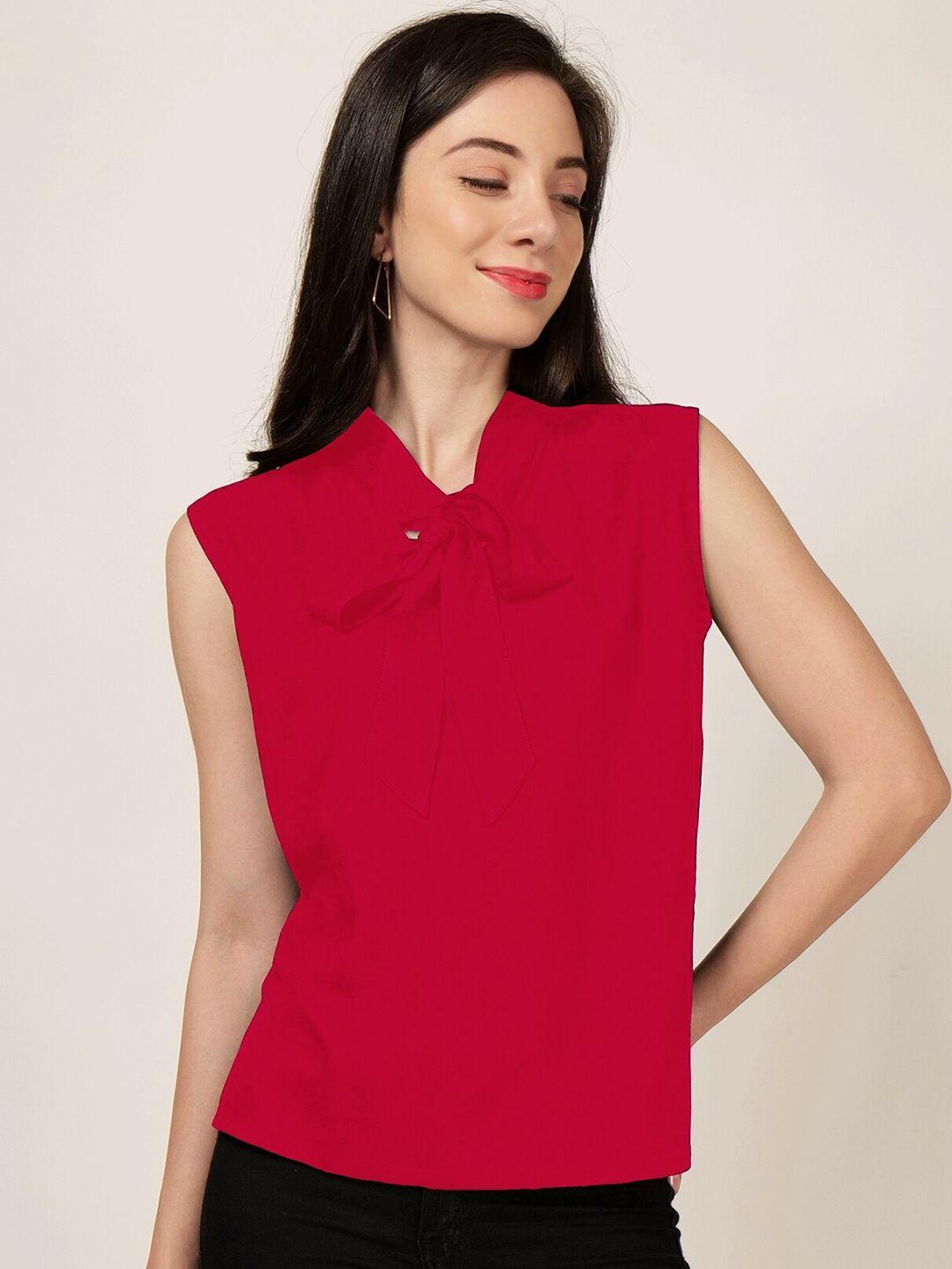 patrorna pink tie-up neck top