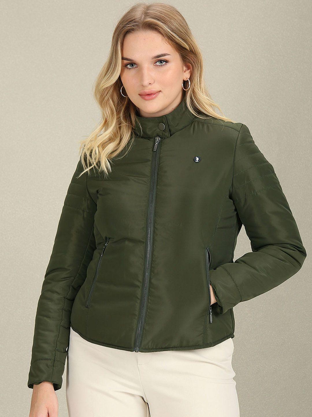 u.s. polo assn. women stand collar crop padded jacket