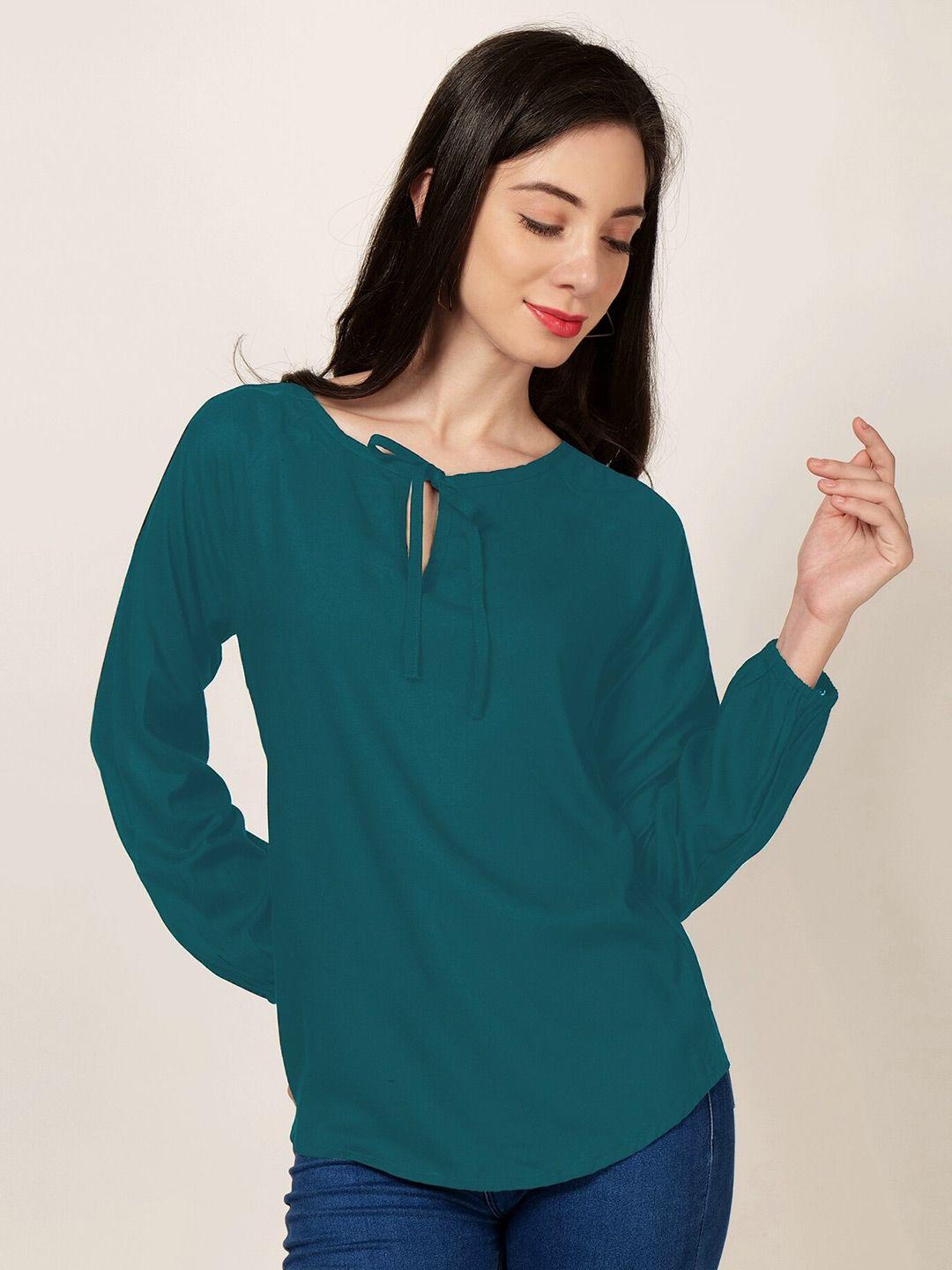 patrorna tie-up neck raglan sleeves top