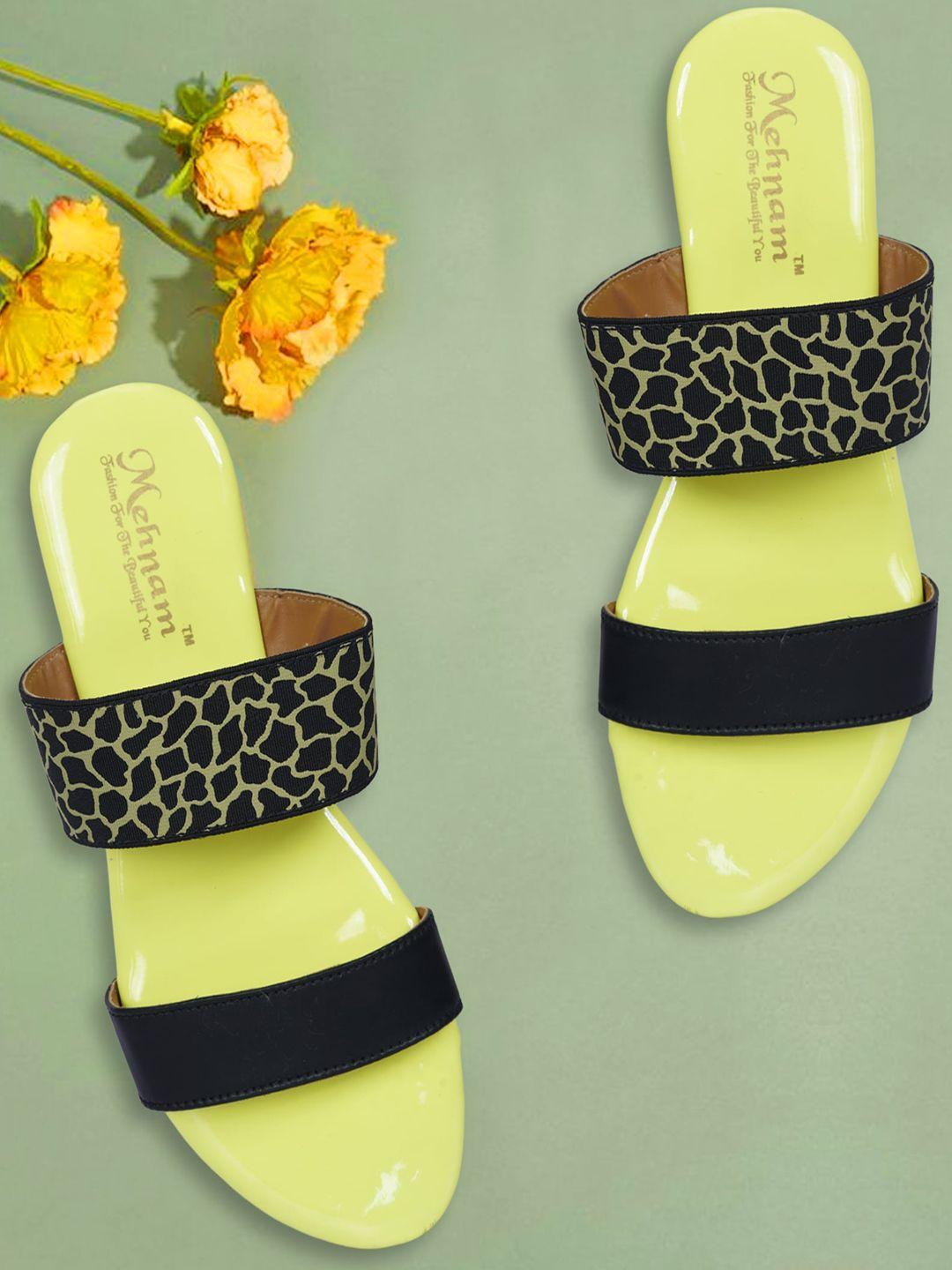 mehnam printed two strap open toe flats