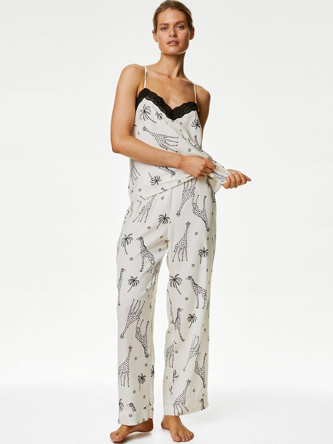 marks & spencer sleeveless printed night suit