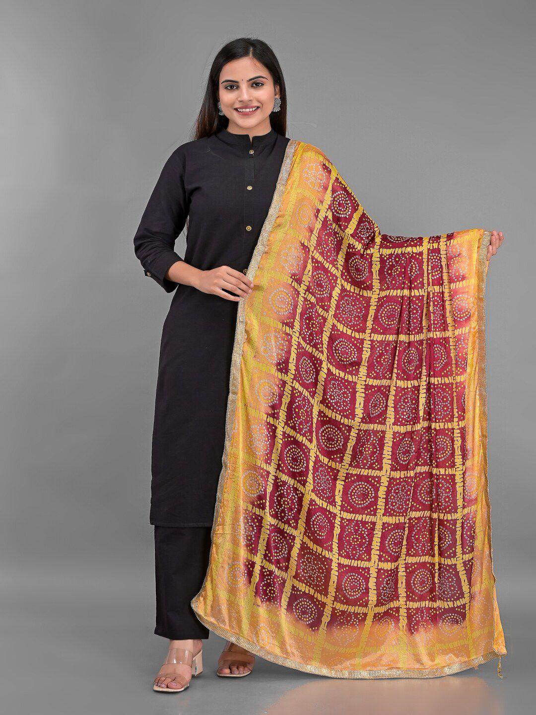 apratim printed silk bandhani dupatta